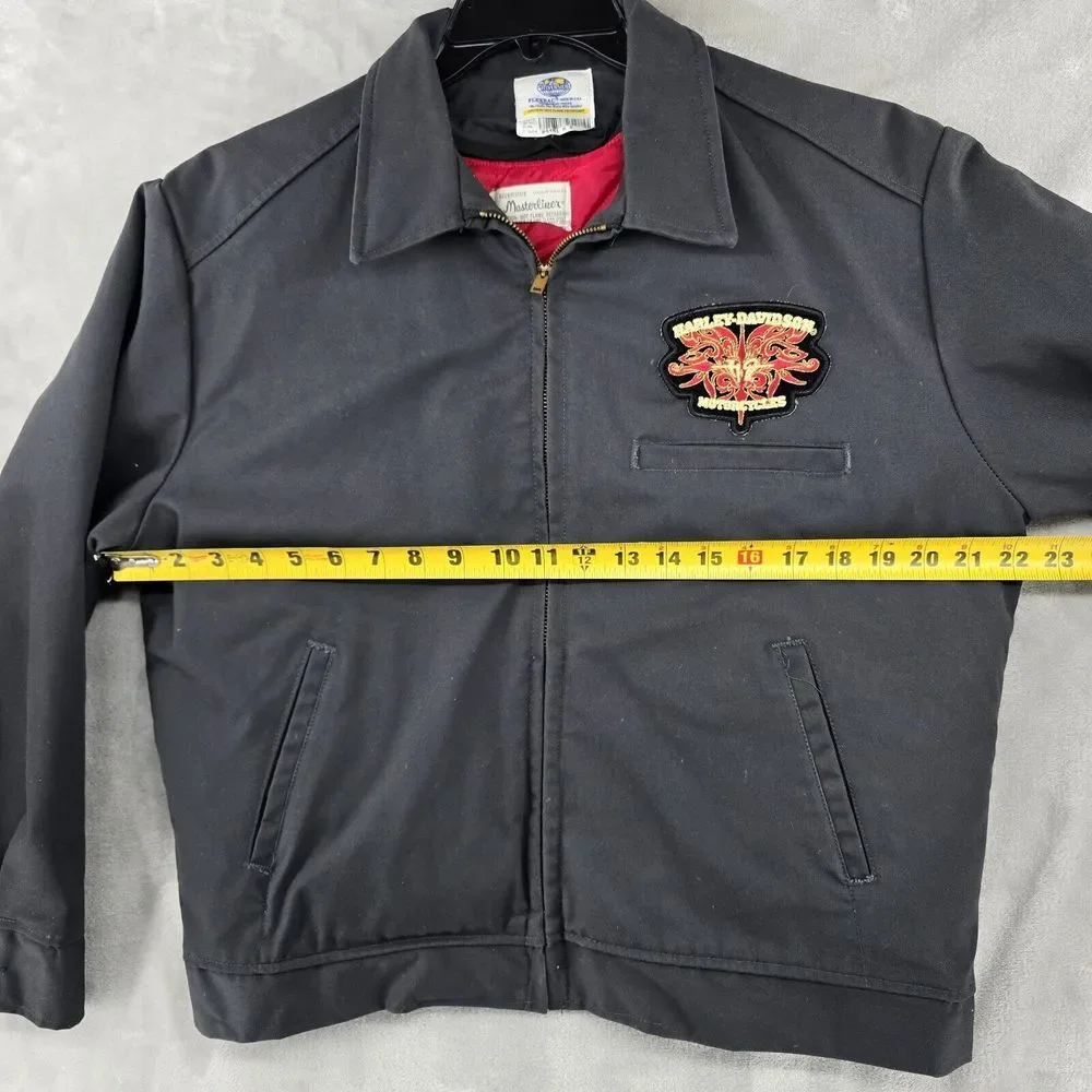 Rare 60s‎ Vintage Masterliner Black & Red Harley-David Zip Out Liner Coat Medium